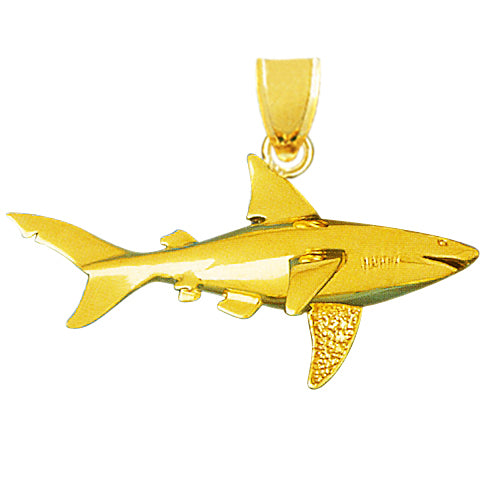 Image of ID 1 14K Gold 60MM Wide Shark Pendant