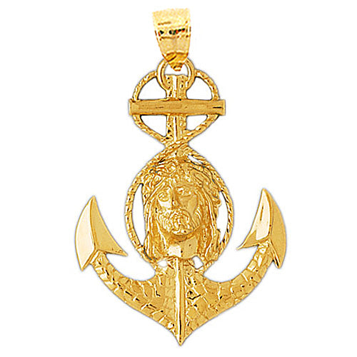 Image of ID 1 14K Gold Anchor Jesus Pendant