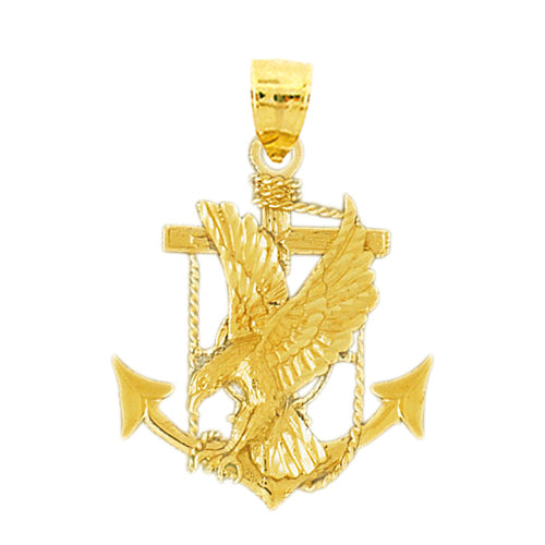 Image of ID 1 14K Gold Anchor and Eagle Pendant