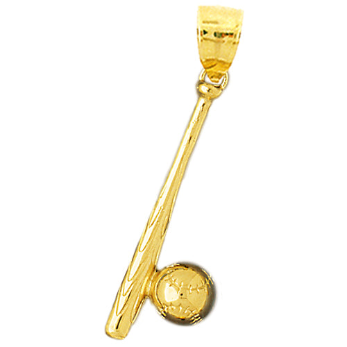 Image of ID 1 14K Gold Baseball Bat and Ball Pendant