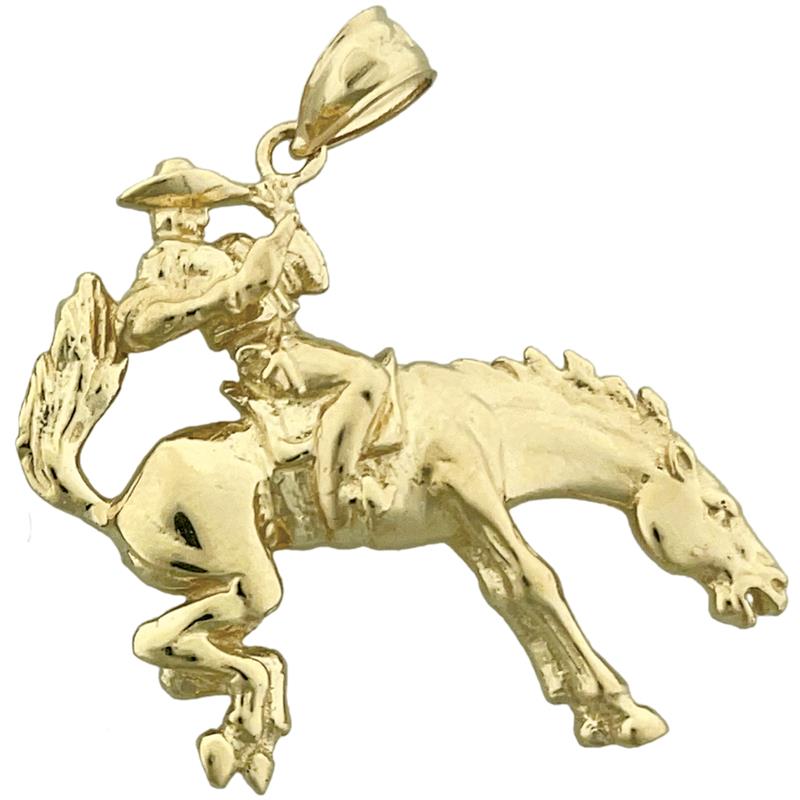 Image of ID 1 14K Gold Bucking Bronco Horse Pendant