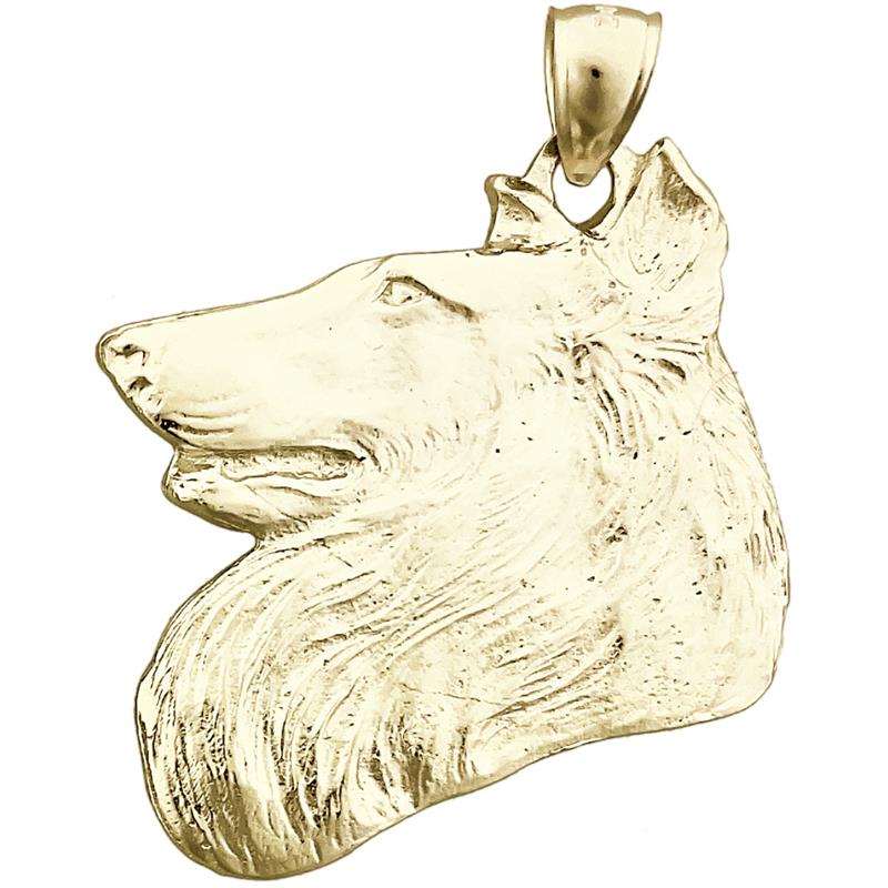 Image of ID 1 14K Gold Collie Head Pendant