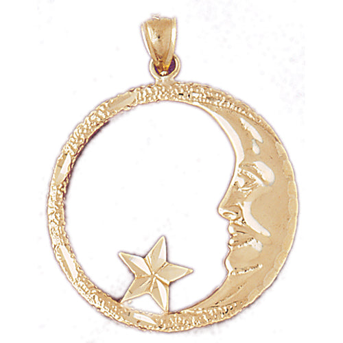 Image of ID 1 14K Gold Crescent with Star Pendant