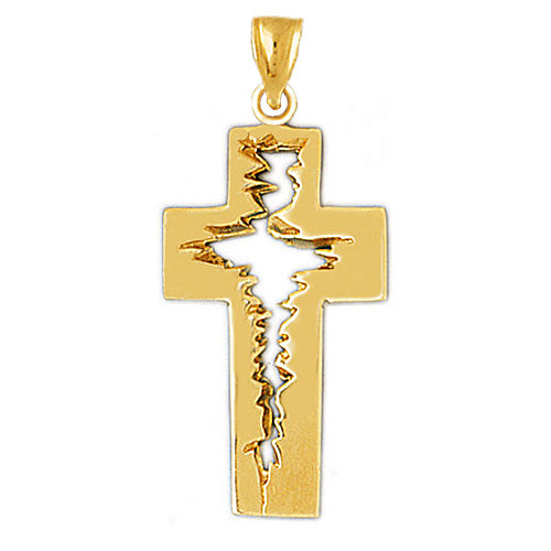 Image of ID 1 14K Gold Cross with Open Etched Jesus Body Pendant