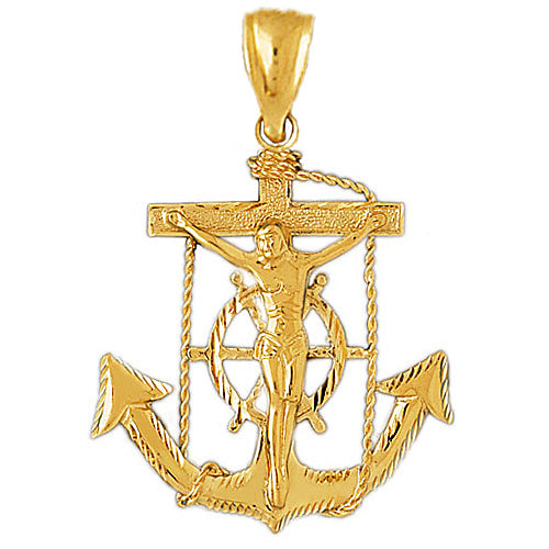 Image of ID 1 14K Gold Crucifix Anchor Pendant