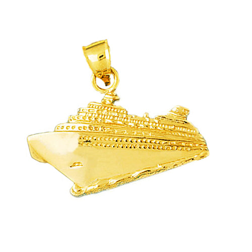 Image of ID 1 14K Gold Cruise Ship and Waves Pendant