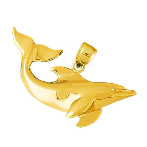 Image of ID 1 14K Gold Dolphin Swimming Pendant