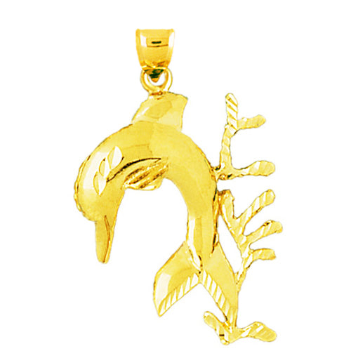 Image of ID 1 14K Gold Dolphin with Reef Pendant