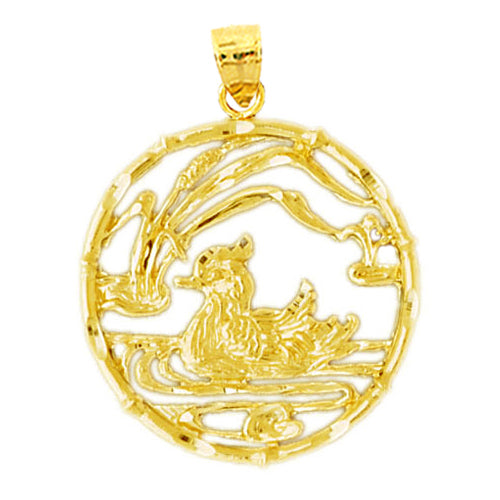 Image of ID 1 14K Gold Duck In Pond Pendant