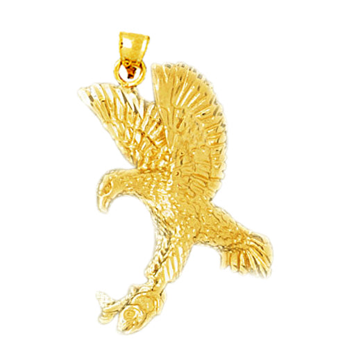 Image of ID 1 14K Gold Eagle Catching A Fish Pendant