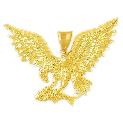 Image of ID 1 14K Gold Eagle Clutching Fish Pendant