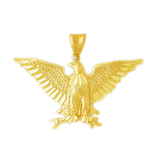 Image of ID 1 14K Gold Eagle Clutching Olive Branch Pendant