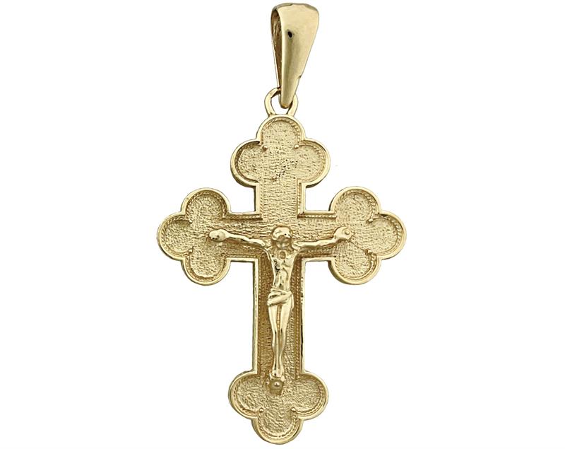 Image of ID 1 14K Gold Eastern Orthodox Crucifix Pendant