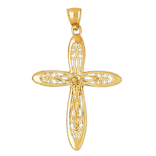 Image of ID 1 14K Gold Fleur-De-Lis Crucifix Pendant