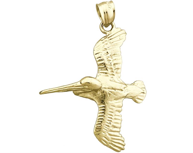 Image of ID 1 14K Gold Flying Pelican Pendant