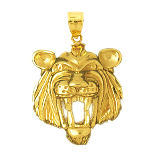 Image of ID 1 14K Gold Growling Tiger Head Pendant