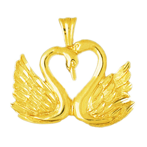 Image of ID 1 14K Gold Heart Swan Pendant
