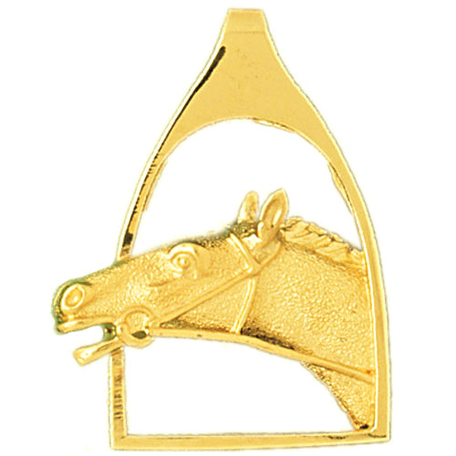 Image of ID 1 14K Gold Horse Head In Stirrup Pendant