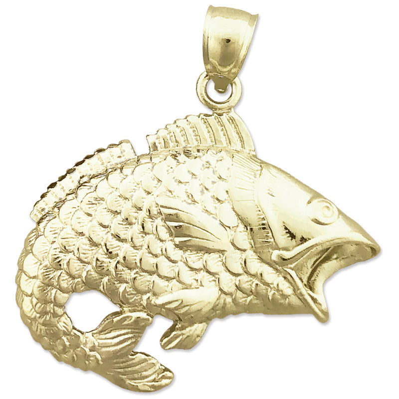 Image of ID 1 14K Gold Large Bass Pendant with Open Mouth