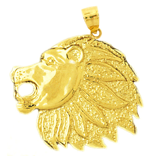 Image of ID 1 14K Gold Lion Head Profile Pendant
