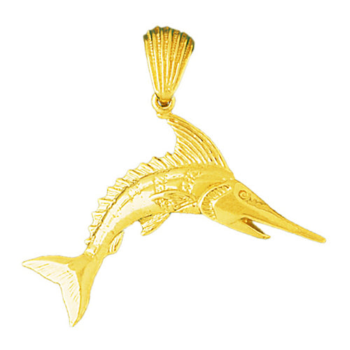 Image of ID 1 14K Gold Marlin Pendant