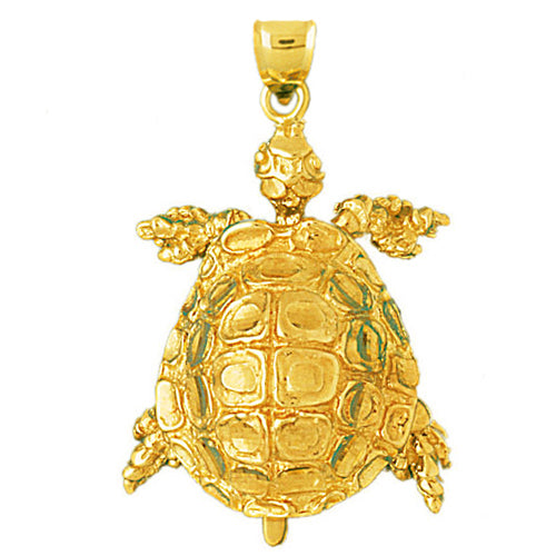 Image of ID 1 14K Gold Moveable 3D Sea Turtle Pendant