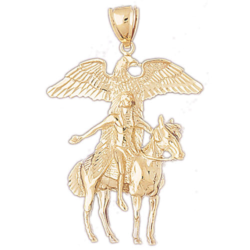 Image of ID 1 14K Gold Native Indian Spirit of the Eagle Pendant