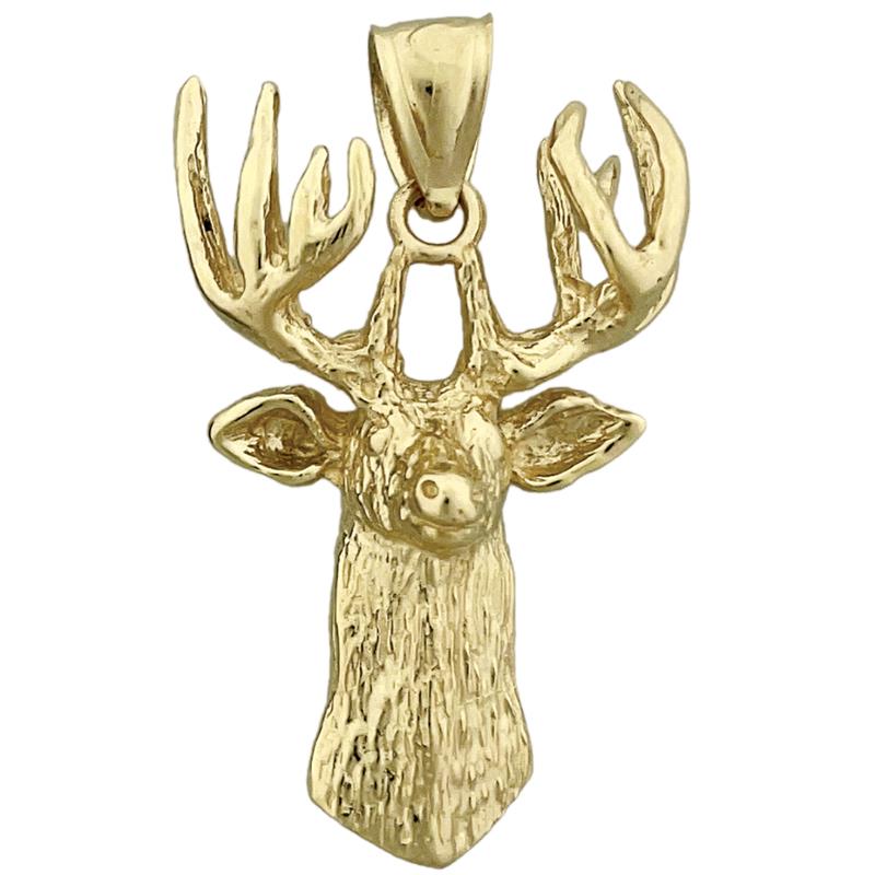 Image of ID 1 14K Gold Neck High Deer Head Pendant