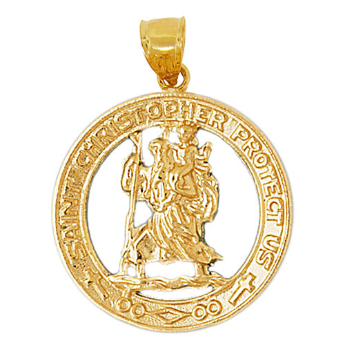Image of ID 1 14K Gold Protect Us Saint Christopher Medallion