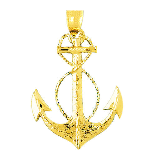 Image of ID 1 14K Gold Sailor Rope with Ship Anchor Pendant