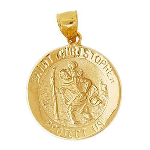 Image of ID 1 14K Gold Saint Christopher Protect Us Medallion