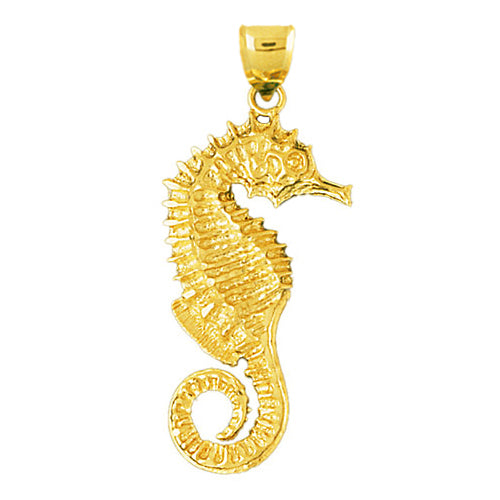 Image of ID 1 14K Gold Sculpted Seahorse Pendant