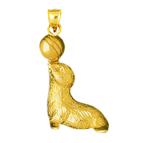 Image of ID 1 14K Gold Sea Lion Pup Pendant