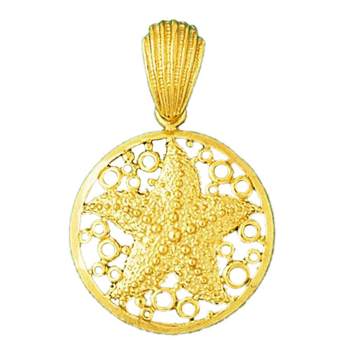 Image of ID 1 14K Gold Starfish with Encircled Bubbles Pendant