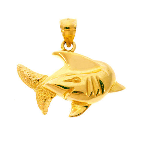 Image of ID 1 14K Gold Swirling Shark Pendant