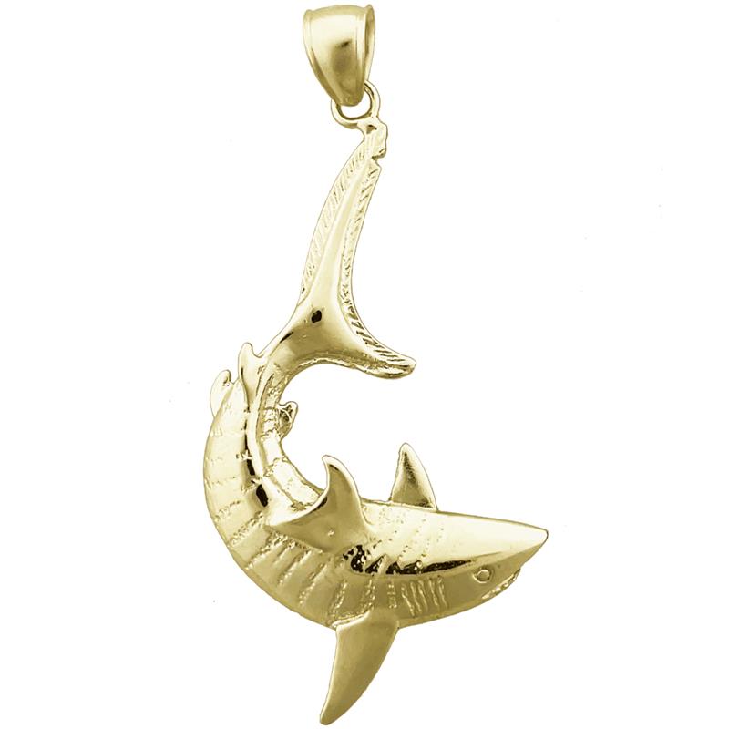 Image of ID 1 14K Gold Tiger Shark Pendant