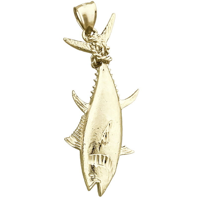Image of ID 1 14K Gold Tuna Fin Tied with Rope Pendant