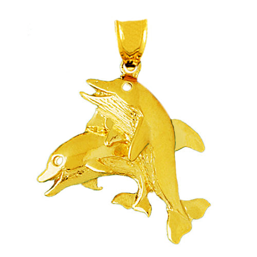 Image of ID 1 14K Gold Two Dolphin Calves Pendant