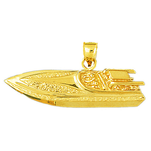 Image of ID 1 14K Gold Two Seater Speed Race Boat Pendant