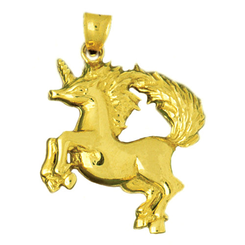Image of ID 1 14K Gold Unicorn with Wild Mane Pendant