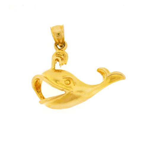 Image of ID 1 14K Gold Whale Blow Water Droplets Pendant