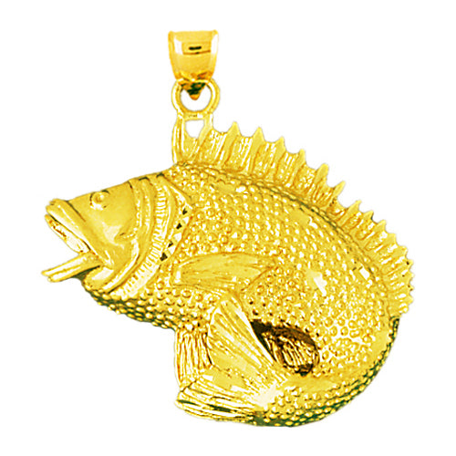 Image of ID 1 14K Gold Wide Mouth Bass Pendant