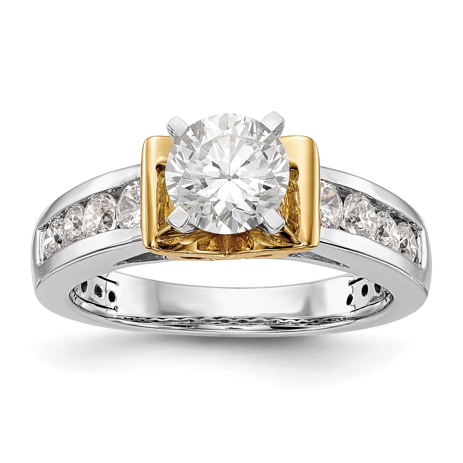 Image of ID 1 14K Two tone Peg Set Simulated Diamond Engagement Ring