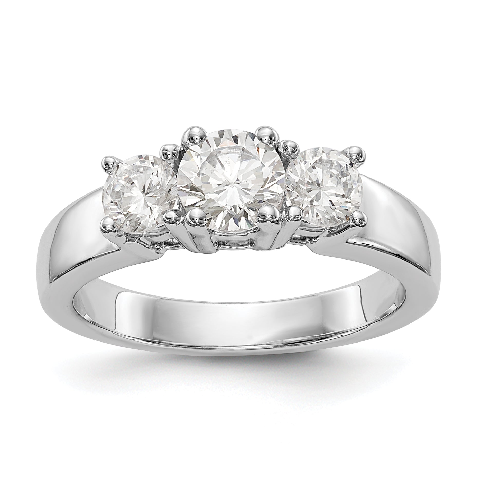 Image of ID 1 14K White Gold 3 Stone Simulated Diamond Engagement Ring