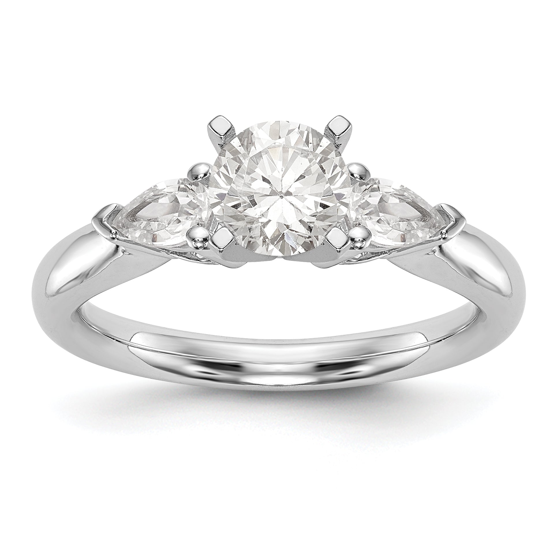 Image of ID 1 14K White Gold 3 Stone Simulated Diamond Peg Set Engagement Ring