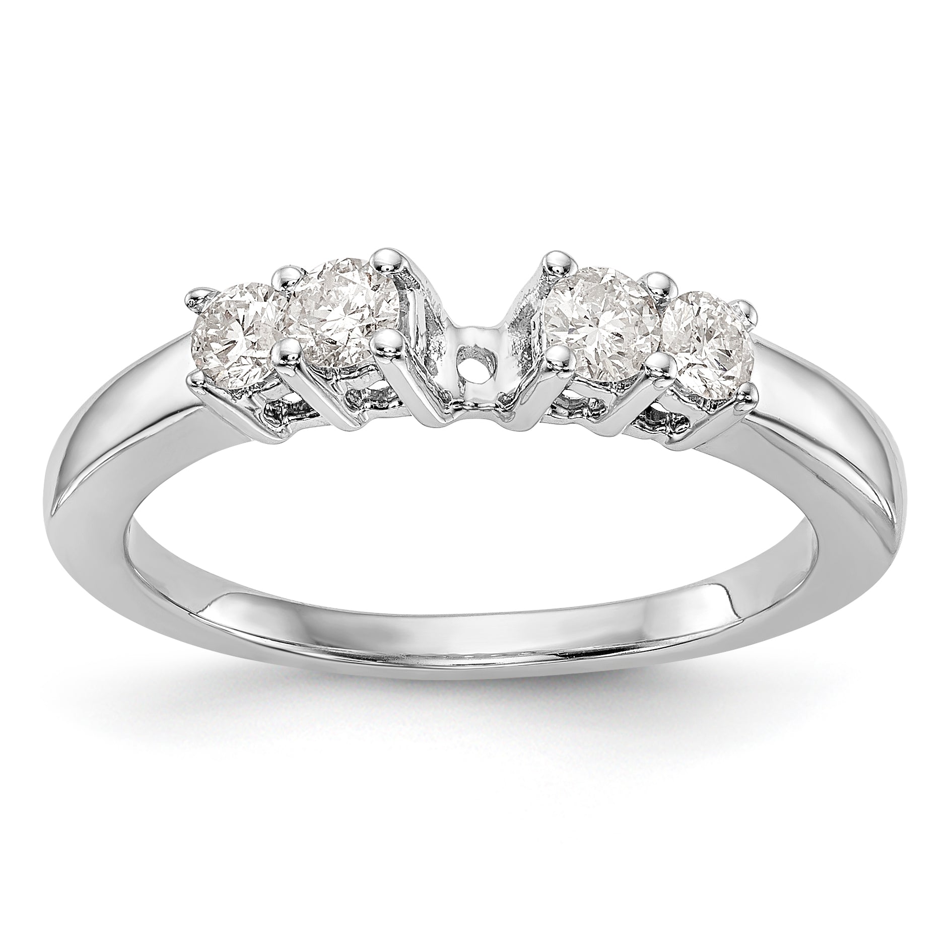 Image of ID 1 14K White Gold 5 Stone Diamond Peg Set Engagement Ring