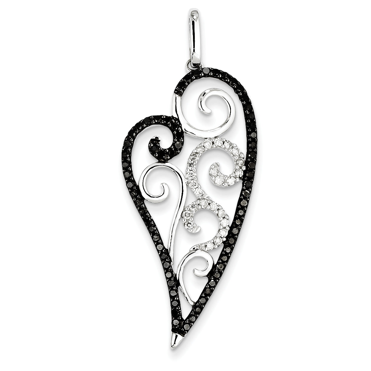 Image of ID 1 14K White Gold Black and White Diamond Heart Pendant