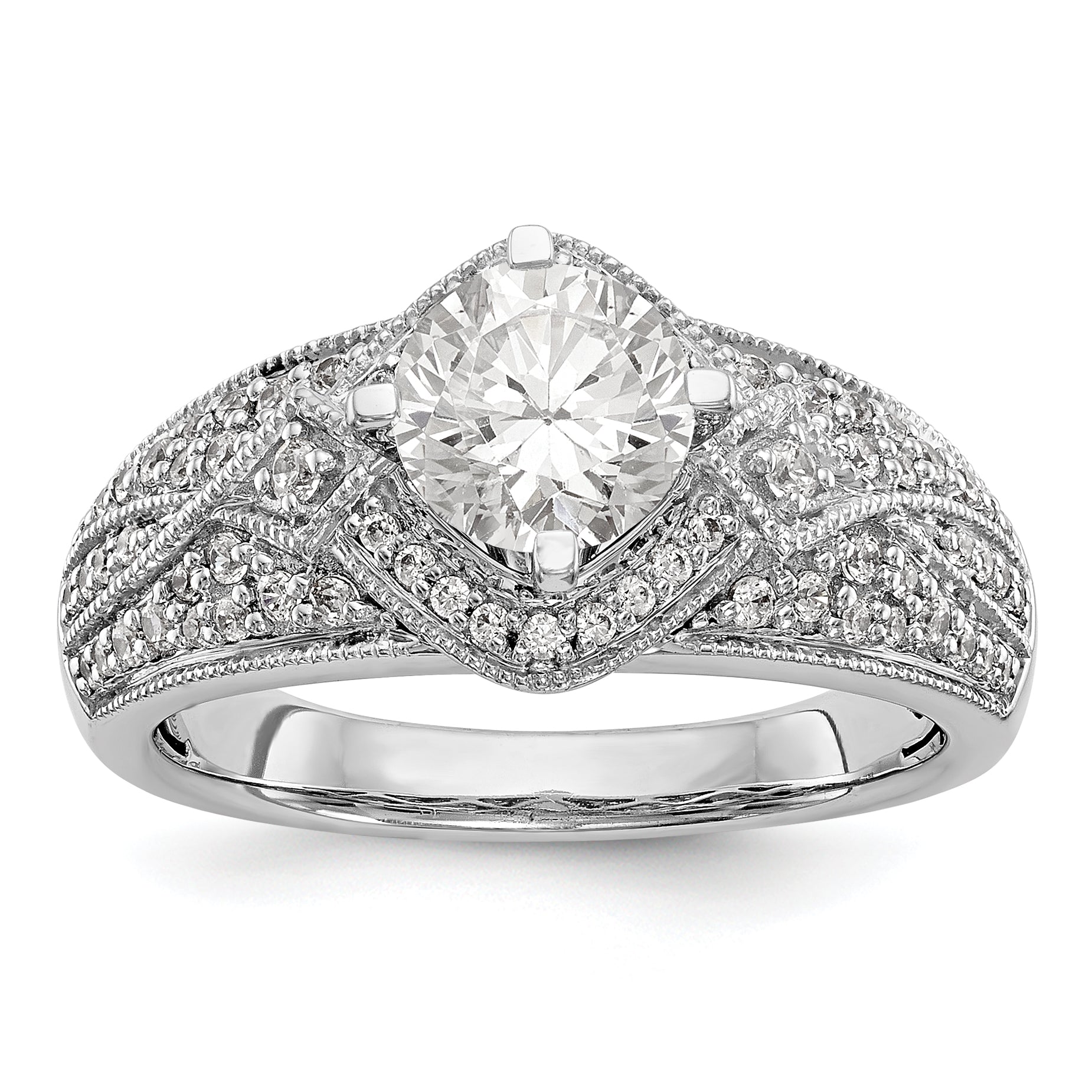 Image of ID 1 14K White Gold Diamond 4 Prong Round CZ Engagement Ring