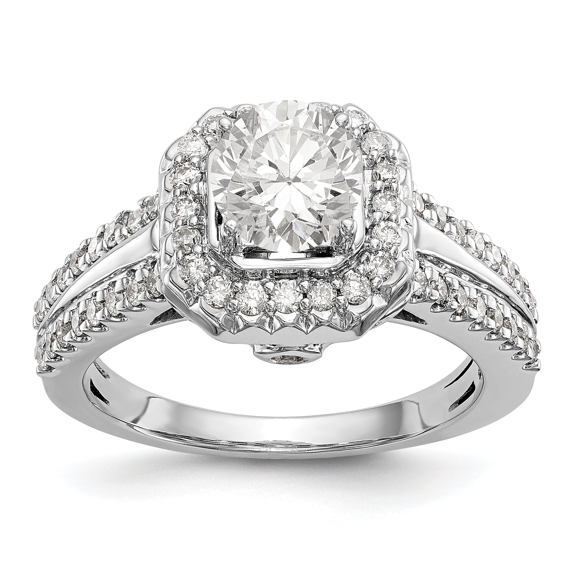 Image of ID 1 14K White Gold Diamond Princess CZ Fancy Halo Engagement Ring