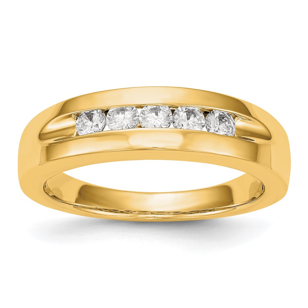 Image of ID 1 14K Yellow Gold 5-Stone Real Diamond Men's Channel Band